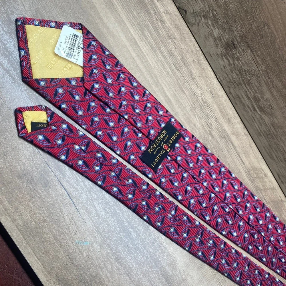 VTG Robert Talbott Tie Mens Best of Class Red Floral Silk USA NEW